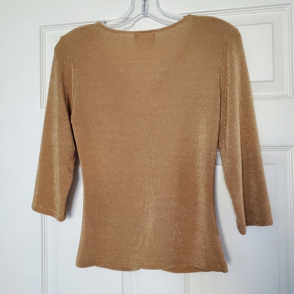 Caché Vintage Gold V-Neck Top - Picture 2 of 6